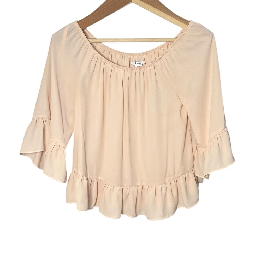Bar III Off-Shoulder Ruffle Blouse in Light Pink size small